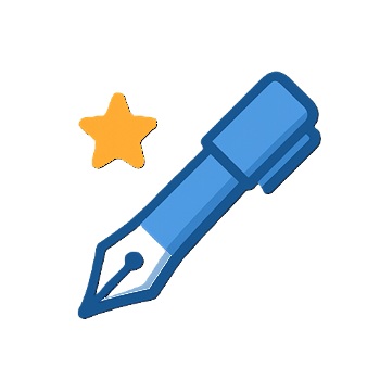 Author branding icon showing pen and star symbol by Yeplore