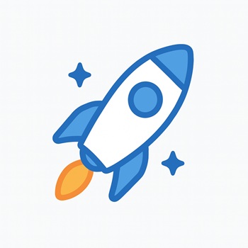 Digital promotion icon with rocket launch representing author marketing by Yeplore