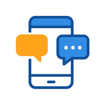 Social media strategy icon featuring smartphone and chat bubbles for authors by Yeplore